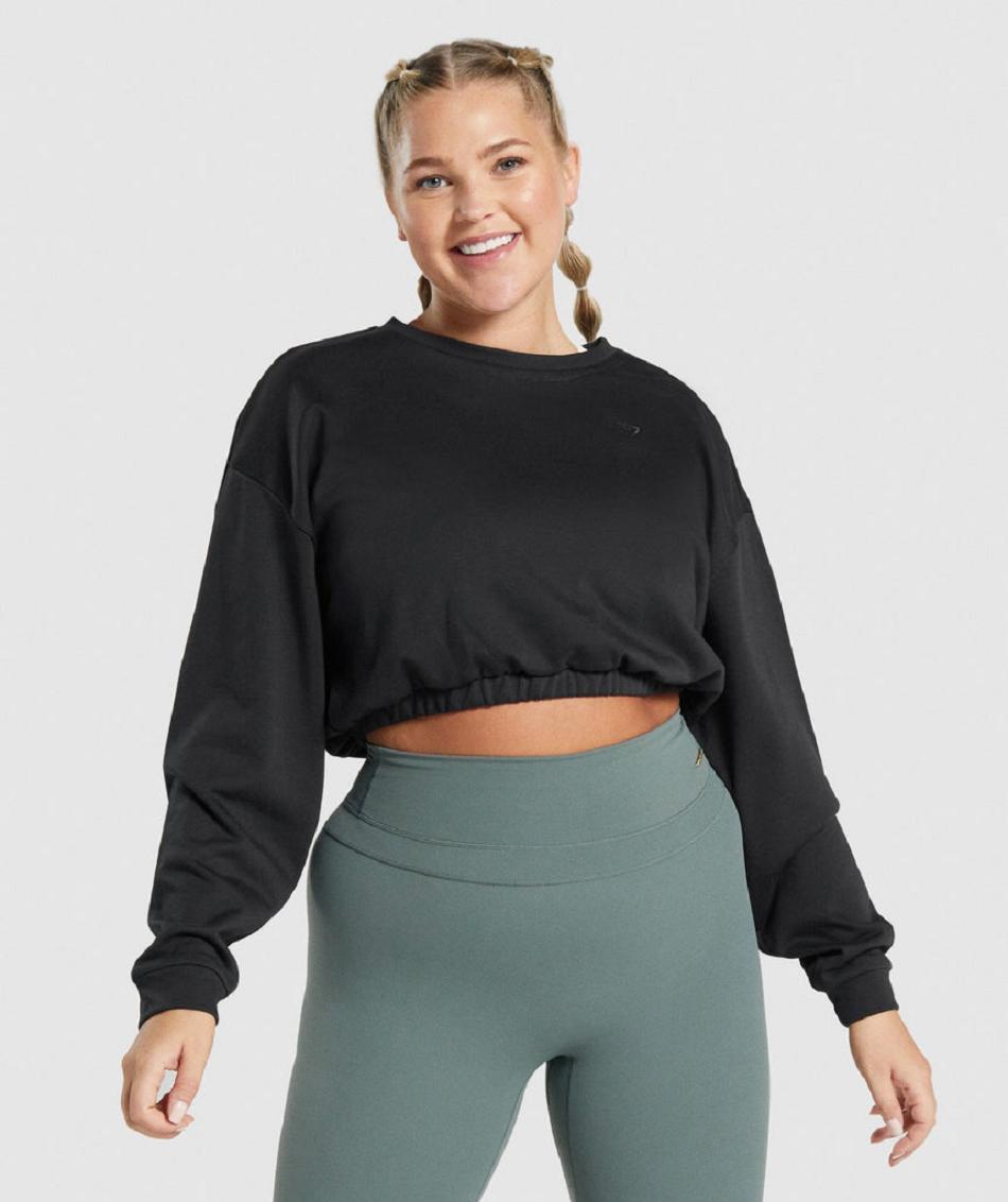 Gymshark Whitney Cropped Pullover Ženske Accessories Crne | HR 3784QMA